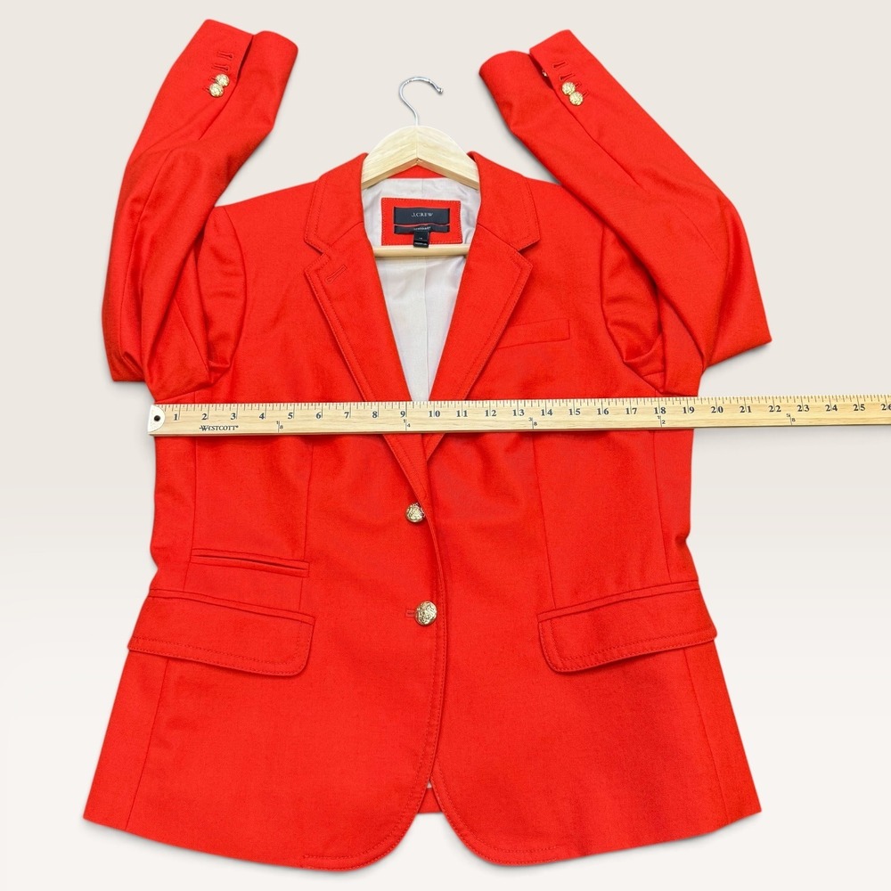 J.Crew Schoolboy Red Wool Blazer Gold Crest Buttons Size 12 - Picture 8 of 10